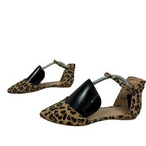 Dream Pairs Womens Leopard Print Ankle Strap Pointed Flats Size 8